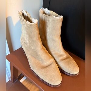 J. Crew Light Brown Suede fleece lined Ankle Booties